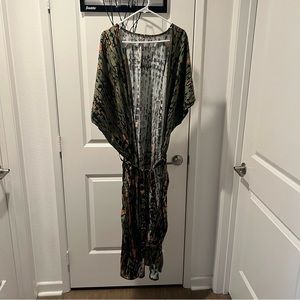 BRAND NEW Dark Green Maxi Wrap Dress/Swimsuit Cover Up Women’s Size L